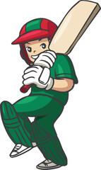 cricket player cartoon vector illustration 
