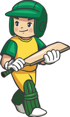 cricket player cartoon vector illustration 