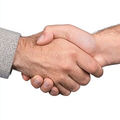 Close Up of Two Hands Shaking, Detailed Skin Texture, White Background
