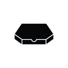 Closed Black Pizza Box Icon Illustration, Food Delivery Package Design Symbol