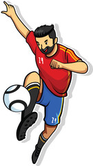 a man with a football cartoon vector illustration 