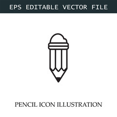 Pencil Icon Black and White Vector Design Image Illustration
