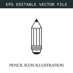 Pencil Icon Black and White Vector Design Image Illustration
