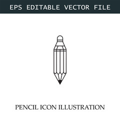 Pencil Icon Black and White Vector Design Image Illustration
