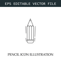 Pencil Icon Black and White Vector Design Image Illustration
