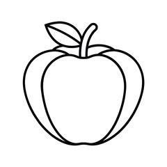 Simple Apple Outline with Leaf and Stem