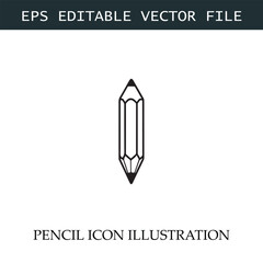 Pencil Icon Black and White Vector Design Image Illustration
