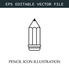 Pencil Icon Black and White Vector Design Image Illustration
