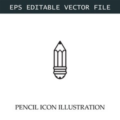 Pencil Icon Black and White Vector Design Image Illustration
