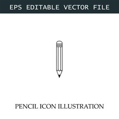 Pencil Icon Black and White Vector Design Image Illustration
