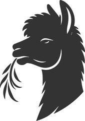 Alpaca head vector animal silhouette drawing artwork