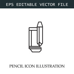 Pencil Icon Black and White Vector Design Image Illustration
