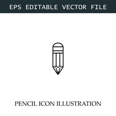 Pencil Icon Black and White Vector Design Image Illustration

