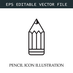 Pencil Icon Black and White Vector Design Image Illustration
