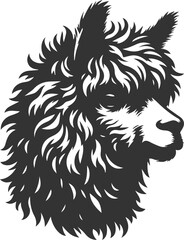 Alpaca head vector animal silhouette drawing artwork