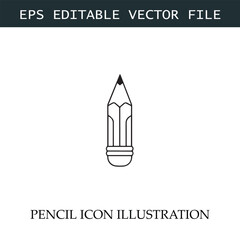 Pencil Icon Black and White Vector Design Image Illustration
