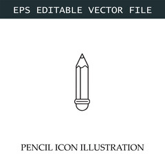 Pencil Icon Black and White Vector Design Image Illustration
