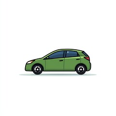 Sleek Green Hatchback A Simple, Modern Car Icon Design. Perfect for websites, apps, and more.