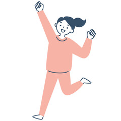 元気に運動する笑顔の女性