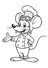 Obraz premium Mr and Mrs Mouse wearing cartoon clothes outline line art white background, vector illustration printable on a4 size paper, for children's coloring pages