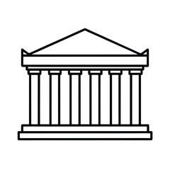 Ancient Greek temple building outline illustration vector