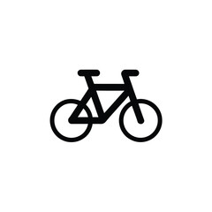 Simple Black and White Bicycle Icon Isolated on White Background, Minimalist Style