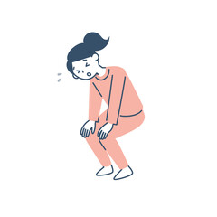 運動して疲れた若い女性