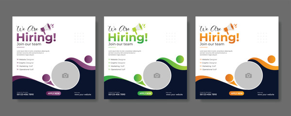 Creative we are hiring job vacancy social media post or Social Media Banner design template, We are hiring job vacancy square web banner layout