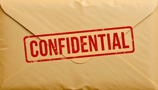Brown envelope with stamp CONFIDENTIAL, means data or top secret document intended to be kept private - entrusted with private or restricted information