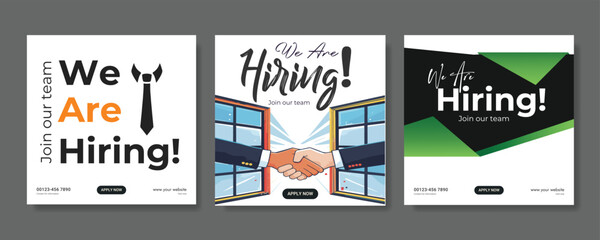 Modern and creative hiring square banner template design for social media post