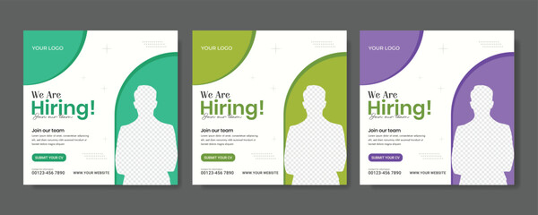 Modern and creative hiring square banner template design for social media post