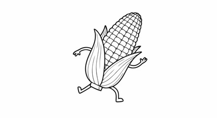 Fototapeta premium Cartoon corn cob character running