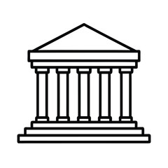 Simple line drawing of a classical building