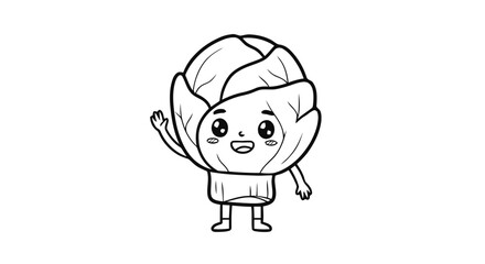 Obraz premium Happy cabbage character waving