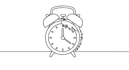Outline alarm clock time line art