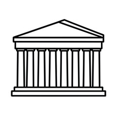 Greek Temple Outline Simple Black and White