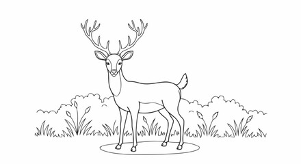 Outline deer in grassy meadow