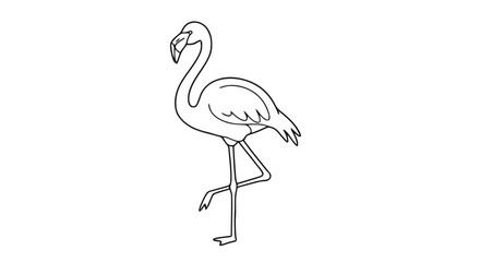 Naklejka premium Outline flamingo bird line art