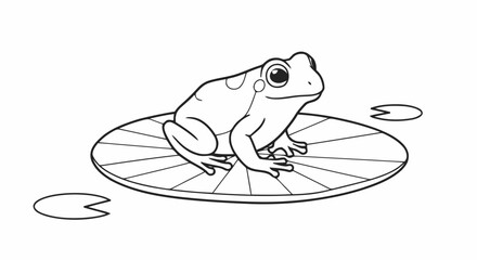Obraz premium Outline frog on lily pad coloring page