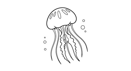 Outline jellyfish ocean animal
