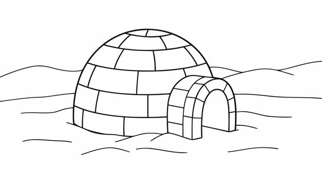 Outline igloo winter snow landscape