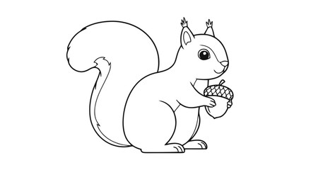 Obraz premium Outline squirrel holding acorn coloring page