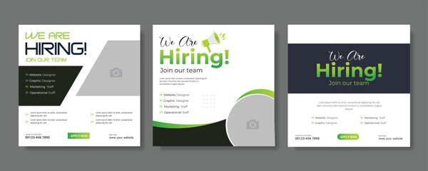 We are hiring job vacancy social media post banner design template. we are hiring background, job vacancy concept