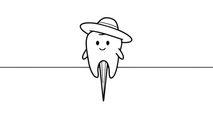 Smiling tooth character wearing a hat