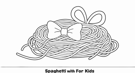 Naklejka premium Spaghetti with Bow Coloring Page for Kids