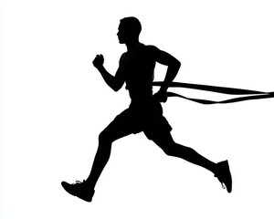 Winning Runner Silhouette Crossing Finish Line Athletic Competition Success