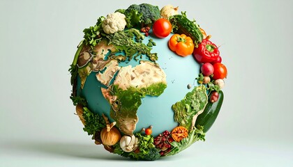 Assorted Fresh Foods, World Map, Creative Poster Design