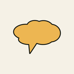 Soft-edged golden comic bubble icon with a pointed tail, symbolizing informal chat, brainstorming, or commentary