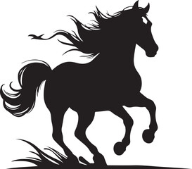 Horse silhouette running vector shape isolated on white background