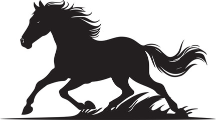 Horse silhouette running vector shape isolated on white background